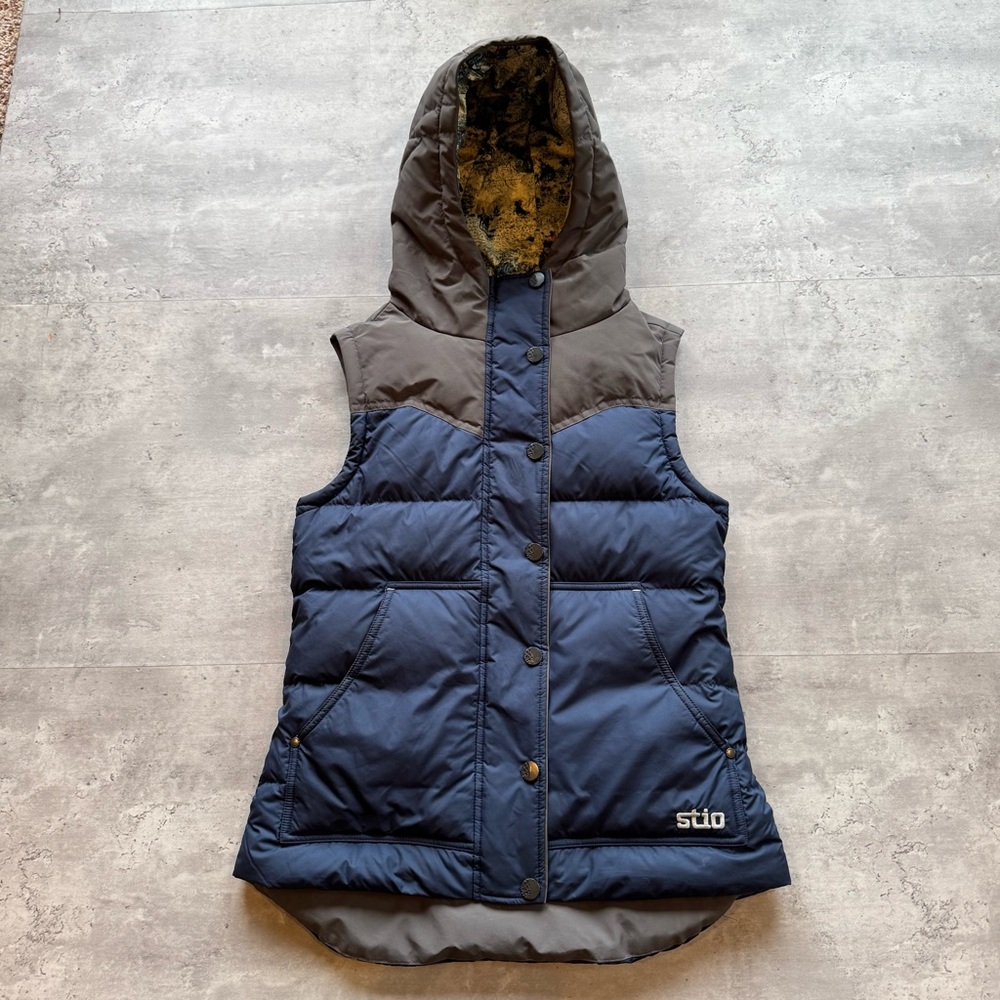 Stio Woodson Down Vest With Hood Women’s Yoke, Size XS Like New